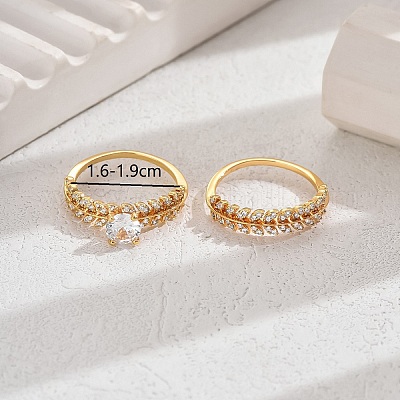 Элегантное медное кольцо с покрытием из 18-каратного золота и инкрустацией бриллиантами YE9619-1-1