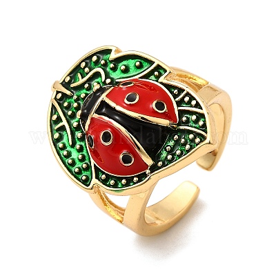 Латунные эмалевые регулируемые открытые манжеты для женщин RJEW-I111-01G-05-1