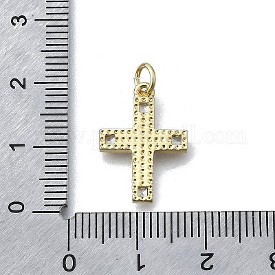 Латунные микропаве прозрачные подвески с фианитом KK-V010-10G-02-1