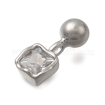 Квадратные подвески из латуни с микропаве из кубического циркония KK-D500-01A-P-1