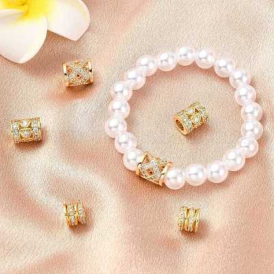 6 шт. 3 стиля латунные прозрачные кубические циркониевые европейские бусины KK-CJ0003-08-1