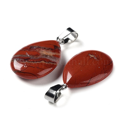 Подвески в форме капли из натуральной красной яшмы G-Q368-27-1