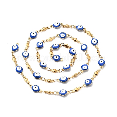 Эмалированные плоские круглые цепочки с звеном от сглаза CHS-G021-01G-03-1