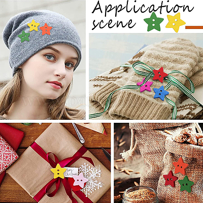 2 пакет 200 шт. окрашенных деревянных пуговиц BUTT-GF0003-74-1