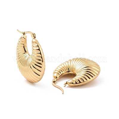 Серьги-кольца из нержавеющей стали 304 с ионным покрытием (IP) EJEW-M212-02G-1