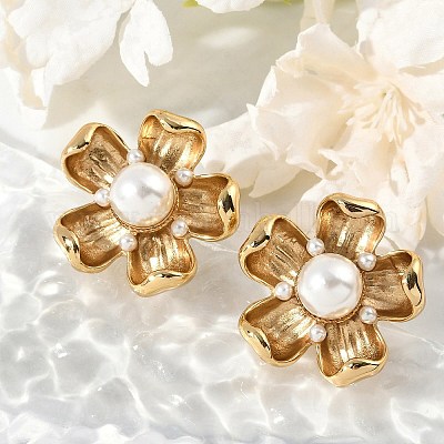 Серьги-гвоздики из нержавеющей стали 304 EJEW-M073-15G-1