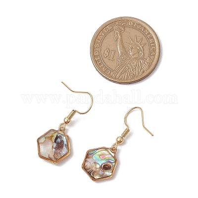Естественно Paua оболочки болтающийся серьги EJEW-JE06274-01-1