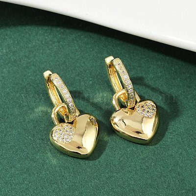 Латунные серьги-кольца из прозрачного кубического циркония EJEW-S275-01G-1