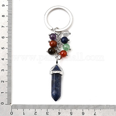 Бусины из натуральных и синтетических драгоценных камней с кольцами из сплава и железа KEYC-Q003-01-1