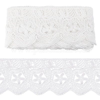 15 ярд хлопковой кружевной ленты с цветочной вышивкой OCOR-WH0086-91A-1