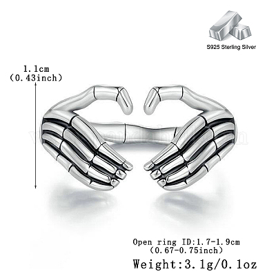 Хеллоуин 925 регулируемые манжеты из стерлингового серебра с открытыми кольцами CH2123-1