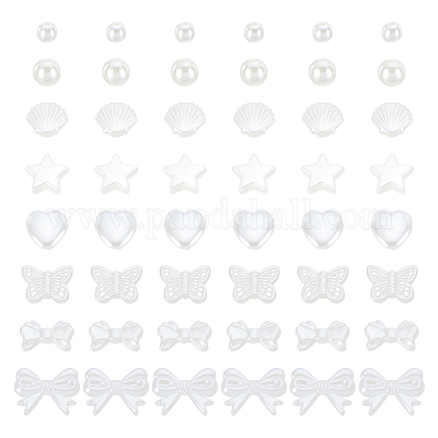 480 шт. 8 стиля бусины из искусственного жемчуга из АБС-пластика OACR-HY0001-19-1