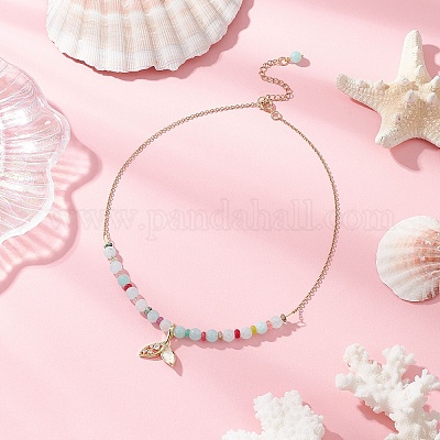 Ожерелья из круглых бусин из натурального смешанного камня и кварцевого кристалла NJEW-JN05302-02-1