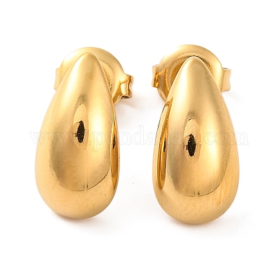 Серьги-гвоздики из нержавеющей стали 304 с ионным покрытием (IP) EJEW-G395-31G-1