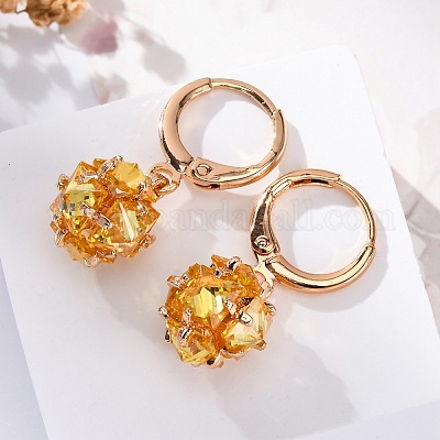 Латунные микропроволочные кубические серьги с цирконием EJEW-K300-58G-02-1