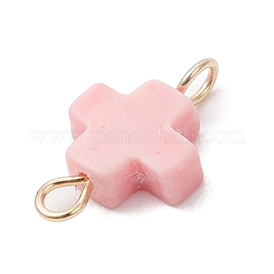 Подвески-крестики розового цвета с синтетическим коралловым оттенком PALLOY-JF04222-02-1