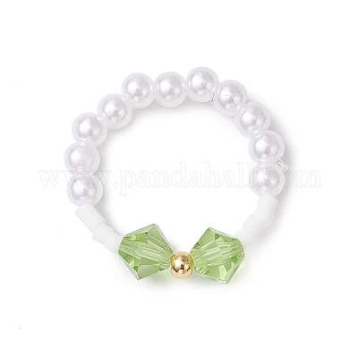 АБС-пластиковые эластичные кольца с имитацией жемчуга для женщин RJEW-JR00900-1