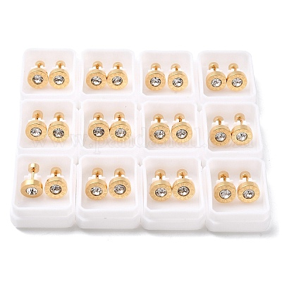 Плоские круглые серьги-гвоздики из нержавеющей стали 304 EJEW-F396-01G-02-1