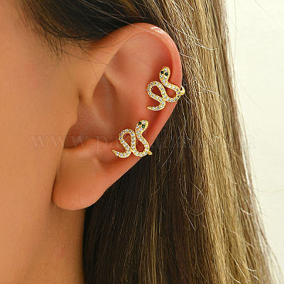 Латунные серьги-каффы в форме змеи ML7793-1