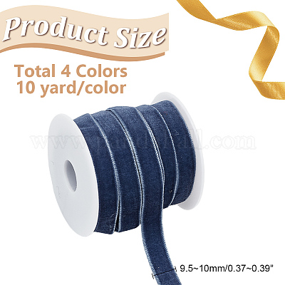 40 ярд двухцветной односторонней бархатной ленты с 4 пустыми пластиковыми катушками SRIB-HY0001-09B-1