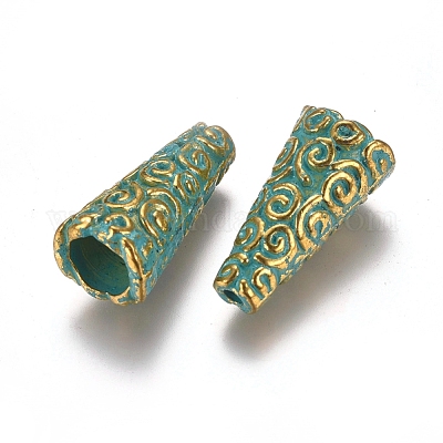 Conos de cuentas de esmalte de estilo tibetano&nbsp;TIBE-A007-028GG-1