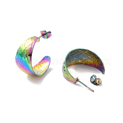 Массивные серьги-гвоздики в форме буквы С из нержавеющей стали 304 с ионным покрытием (IP) EJEW-P198-05MC-1