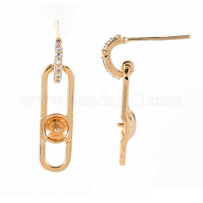 Серьги-гвоздики с подвесками из латуни с прозрачным фианитом и прозрачным фианитом KK-T062-73G-NF-1