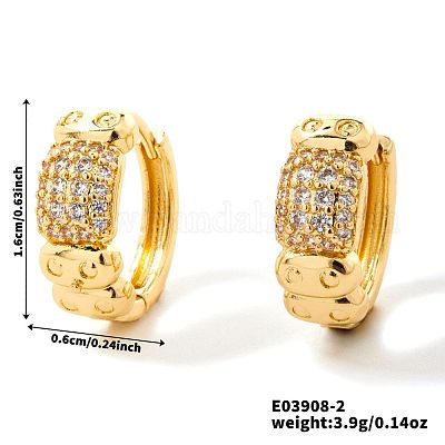 Элегантные прямоугольные серьги-кольца из латуни с прозрачным кубическим цирконием XT4885-2-1