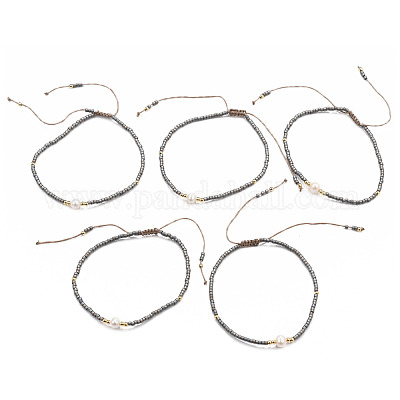 Регулируемые нейлоновые шнур плетеный браслеты из бисера BJEW-P256-B32-1