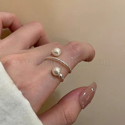 Кольца-манжеты из сплава с круглыми бусинами из пластика и жемчуга для женщин FS-WGFAAAF-01-1