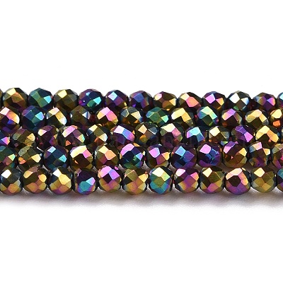 Стеклянные бусины с гальваническим покрытием  GLAA-H021-01A-FP13-1