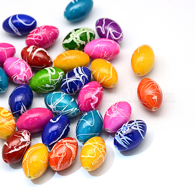 Спрей окрашены  строковые акриловые бусины ACRP-S659-10x14mm-M-1