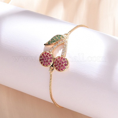 Браслеты-слайдеры из вишневой латуни с микропаве из кубических цирконий KK-R217-54G-1