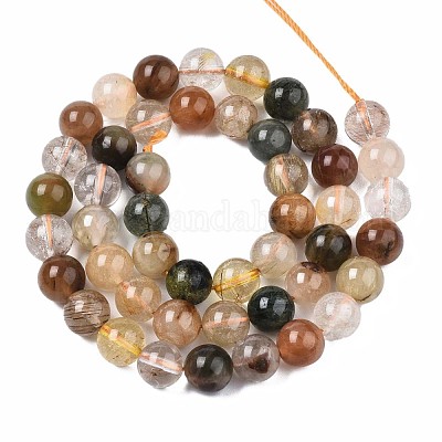 Нити бусин из натурального рутилированного кварца G-R465-24B-1