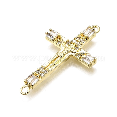 Латунный микропаве прозрачный кубический цирконий религия распятие крест соединительные подвески KK-Z100-22G-01-1