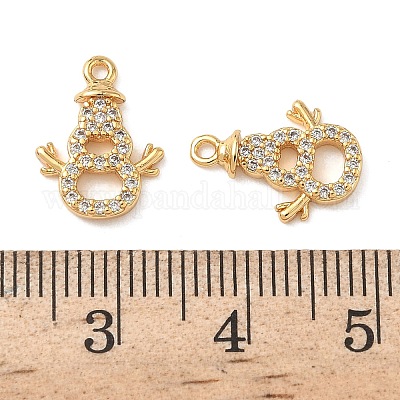 Рождественские латунные подвески с микропаве из прозрачных кубических цирконий KK-B160-41G-01-1