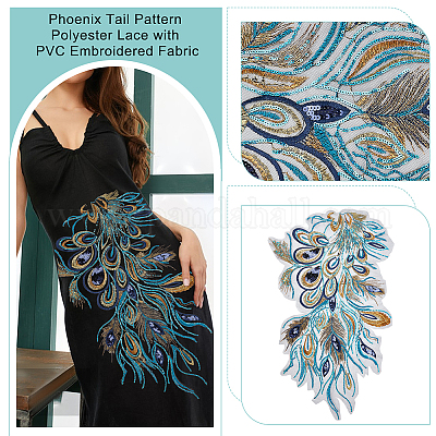 Полиэфирное кружево с узором хвост феникса и ткань с вышивкой из ПВХ SENE-WH0003-38-1