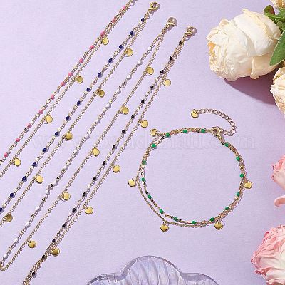 Браслеты на ногу из двухслойной цепи из нержавеющей стали 304 AJEW-AN00632-1