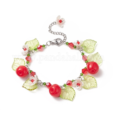 Wholesale Glass Braided Flower Charm Bracelet & Necklace 
