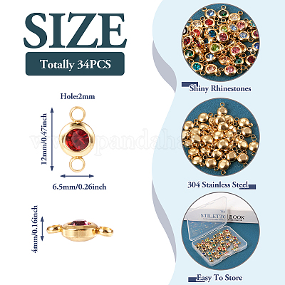 34 шт. 17 цвета 304 нержавеющая сталь стразы соединительные подвески STAS-TA0002-24-1