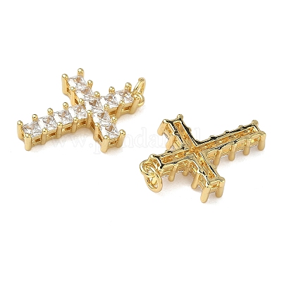 Латунные микропаве прозрачные подвески с фианитом KK-L257-13G-1