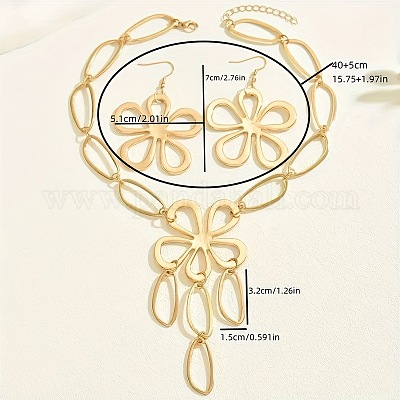 Комплекты из ожерелий и серег с подвесками в виде полых цветов из сплава FS-WG0DA6E-01-1
