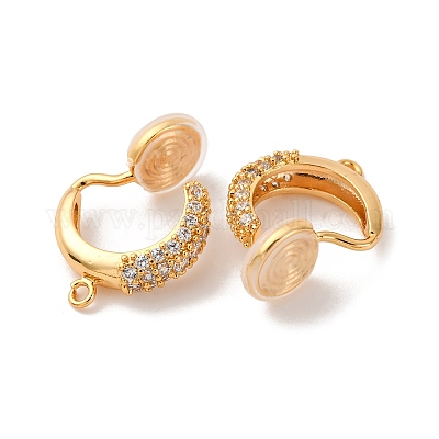 Серьги-клипсы из латуни с микропейвом и прозрачным фианитом KK-K382-35G-1