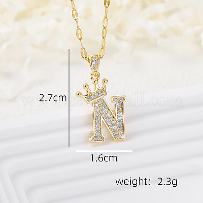Латунные микропаве прозрачные кубические цирконии корона инициал кулон ожерелья FS-WGD727C-14-1