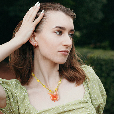 DIYの花と蝶のネックレスの作り方キット 手作りのランプワーク