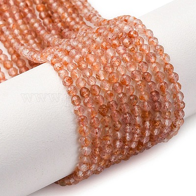 Нити бусин из натурального золота из солнечного камня G-B142-A02-2mm-1