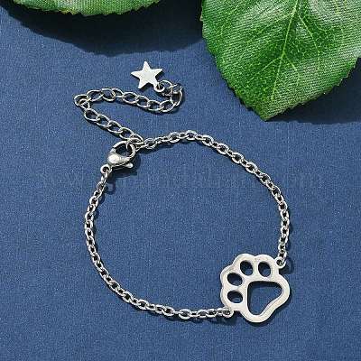 Браслеты из нержавеющей стали 304 с отпечатками лап BJEW-F500-02P-1