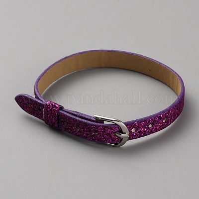 Пустой браслет из искусственной кожи с застежками из сплава AJEW-TAC0041-01B-13-1