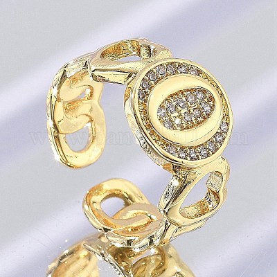 Открытые манжеты из латуни с микропаве и прозрачным цирконием для женщин RJEW-K289-02G-O-1