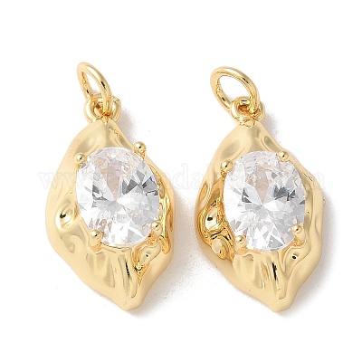 Латунные микропаве прозрачные подвески с фианитом KK-Q031-20G-1